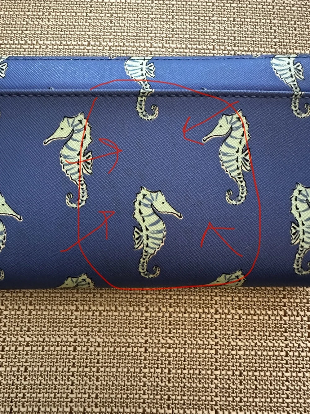 Kate Spade Blue Seahorse Print Wallet